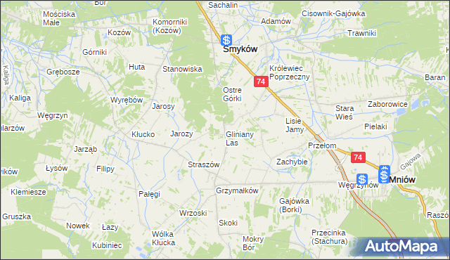 mapa Gliniany Las, Gliniany Las na mapie Targeo