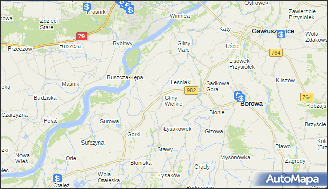 mapa Gliny Wielkie, Gliny Wielkie na mapie Targeo
