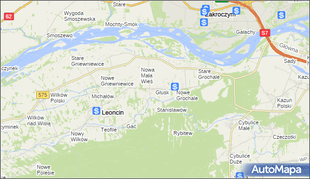 mapa Głusk gmina Leoncin, Głusk gmina Leoncin na mapie Targeo