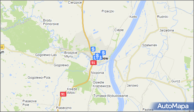 mapa Gniew, Gniew na mapie Targeo