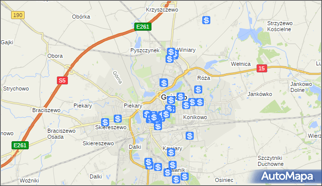 mapa Gniezna, Gniezno na mapie Targeo