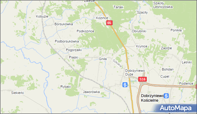 mapa Gniła, Gniła na mapie Targeo