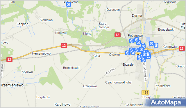 mapa Gola gmina Gostyń, Gola gmina Gostyń na mapie Targeo