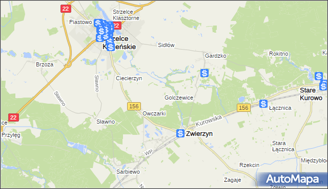 mapa Golczewice, Golczewice na mapie Targeo