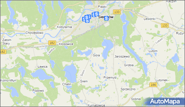 mapa Góra gmina Sieraków, Góra gmina Sieraków na mapie Targeo