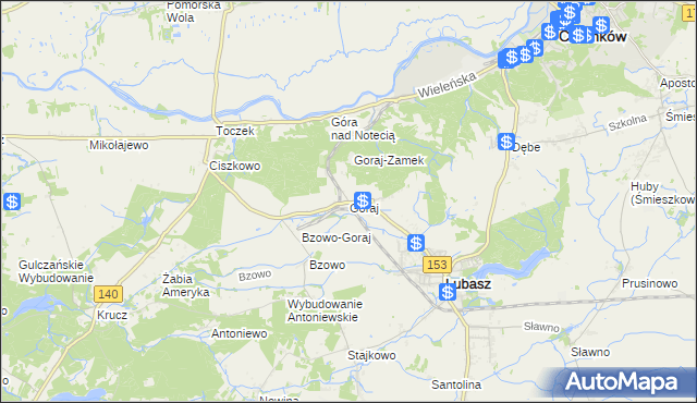 mapa Goraj gmina Lubasz, Goraj gmina Lubasz na mapie Targeo