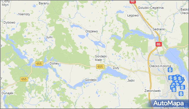 mapa Gordejki Małe, Gordejki Małe na mapie Targeo