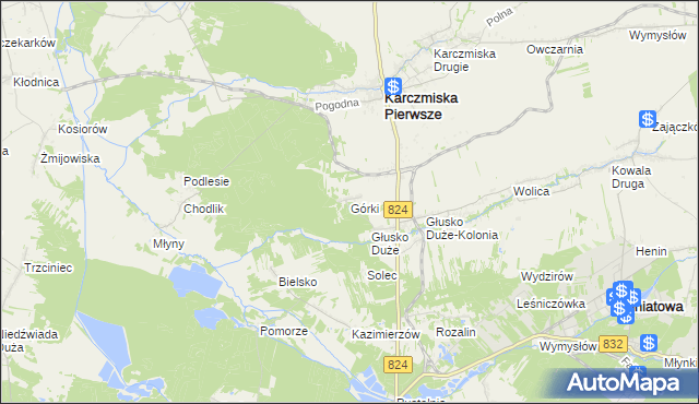 mapa Górki gmina Karczmiska, Górki gmina Karczmiska na mapie Targeo