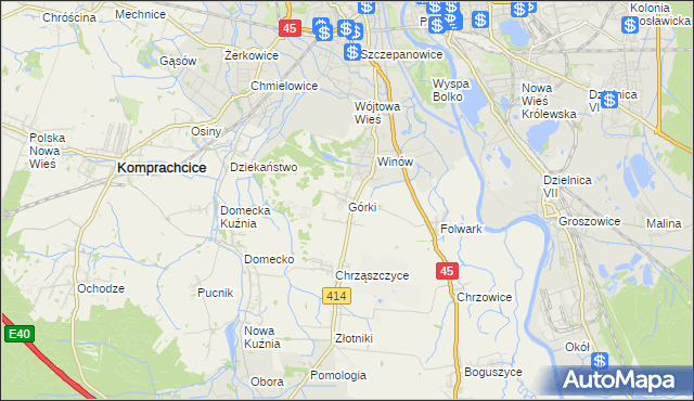 mapa Górki gmina Prószków, Górki gmina Prószków na mapie Targeo