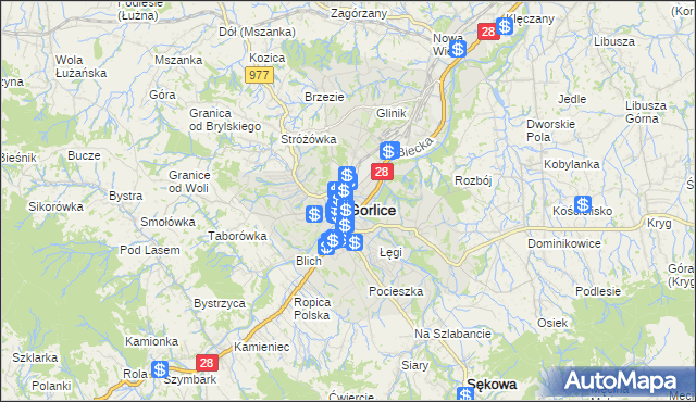 mapa Gorlic, Gorlice na mapie Targeo