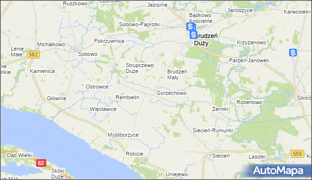 mapa Gorzechowo, Gorzechowo na mapie Targeo