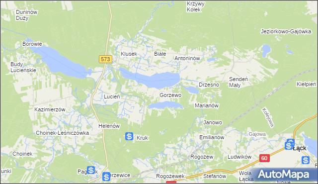 mapa Gorzewo gmina Gostynin, Gorzewo gmina Gostynin na mapie Targeo