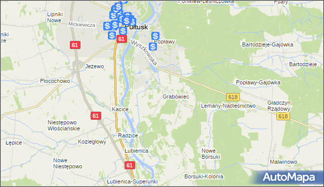 mapa Grabówiec gmina Pułtusk, Grabówiec gmina Pułtusk na mapie Targeo