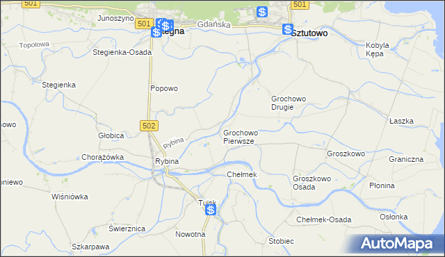 mapa Grochowo Pierwsze, Grochowo Pierwsze na mapie Targeo