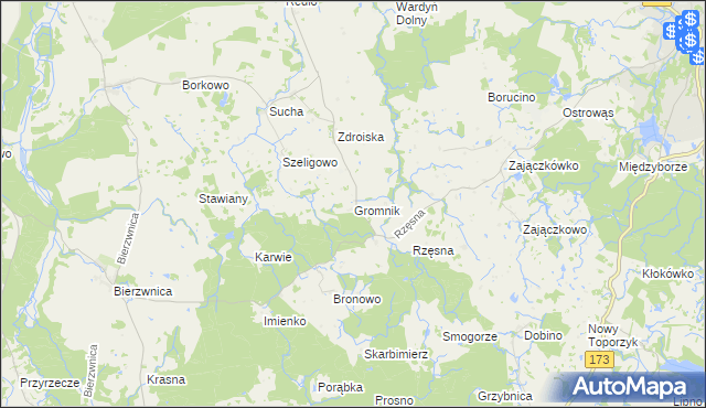 mapa Gromnik gmina Połczyn-Zdrój, Gromnik gmina Połczyn-Zdrój na mapie Targeo