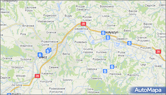 mapa Grudna Kępska, Grudna Kępska na mapie Targeo