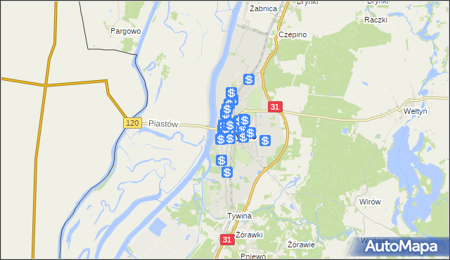 mapa Gryfino, Gryfino na mapie Targeo