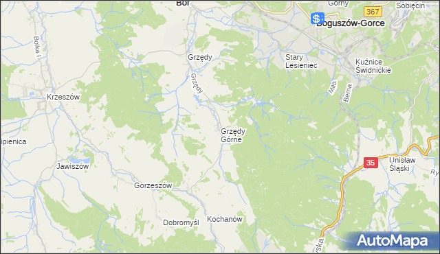 mapa Grzędy Górne, Grzędy Górne na mapie Targeo