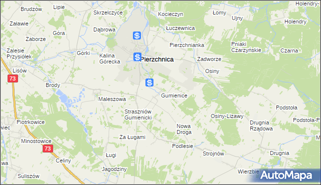 mapa Gumienice gmina Pierzchnica, Gumienice gmina Pierzchnica na mapie Targeo