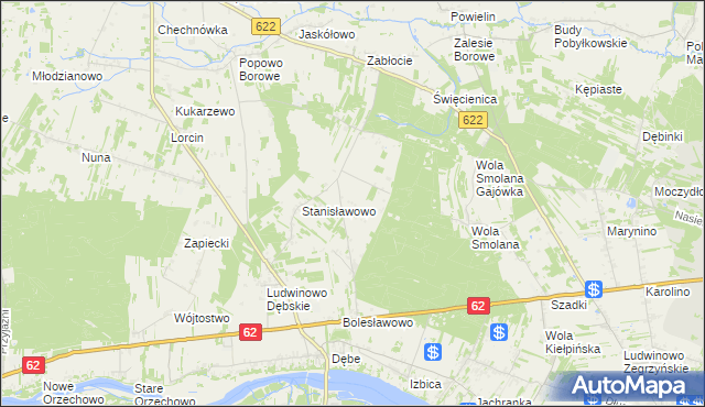mapa Guty gmina Serock, Guty gmina Serock na mapie Targeo