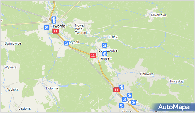 mapa Hanusek, Hanusek na mapie Targeo