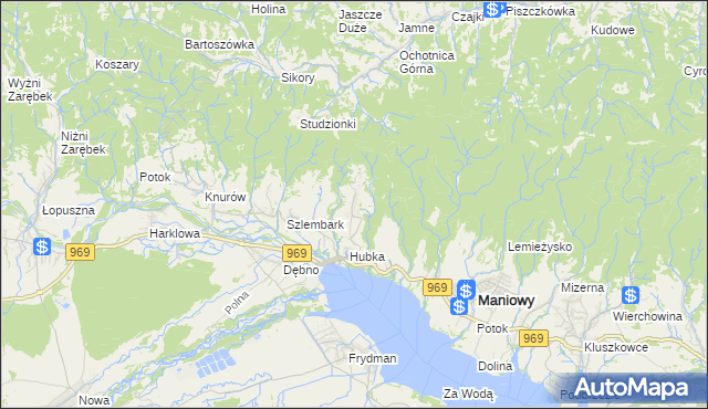 mapa Huba, Huba na mapie Targeo