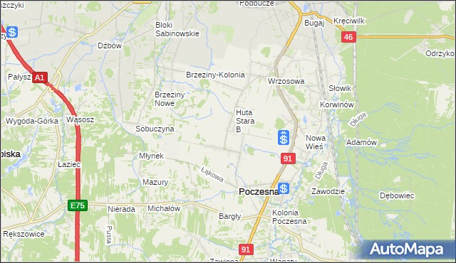 mapa Huta Stara A, Huta Stara A na mapie Targeo