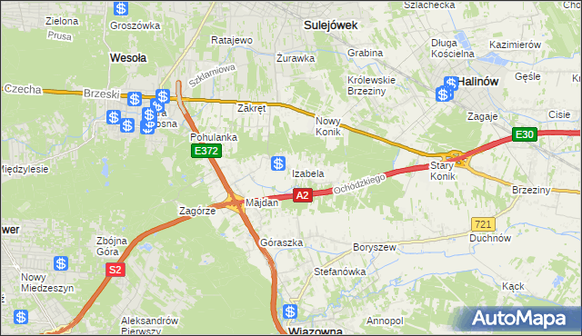 mapa Izabela gmina Wiązowna, Izabela gmina Wiązowna na mapie Targeo