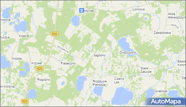 mapa Jagodno gmina Ludwin, Jagodno gmina Ludwin na mapie Targeo