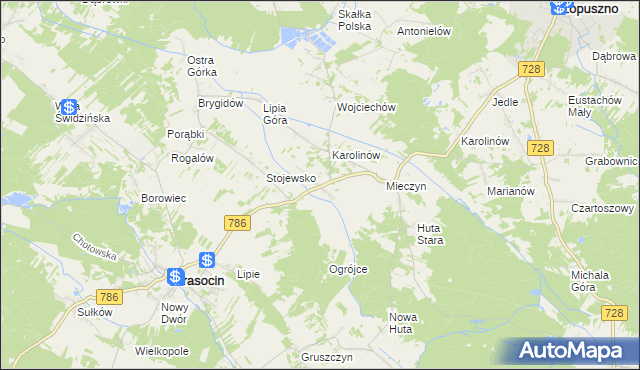 mapa Jakubów gmina Krasocin, Jakubów gmina Krasocin na mapie Targeo