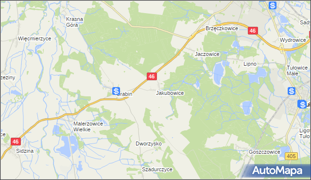 mapa Jakubowice gmina Niemodlin, Jakubowice gmina Niemodlin na mapie Targeo