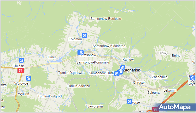 mapa Janaszów gmina Zagnańsk, Janaszów gmina Zagnańsk na mapie Targeo