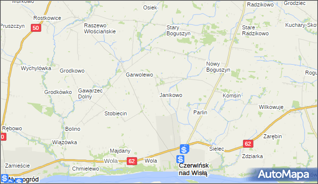 mapa Janikowo gmina Czerwińsk nad Wisłą, Janikowo gmina Czerwińsk nad Wisłą na mapie Targeo
