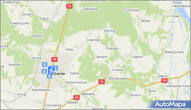 mapa Janopol gmina Ożarów, Janopol gmina Ożarów na mapie Targeo