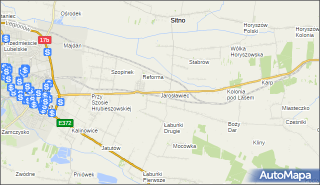mapa Jarosławiec gmina Sitno, Jarosławiec gmina Sitno na mapie Targeo