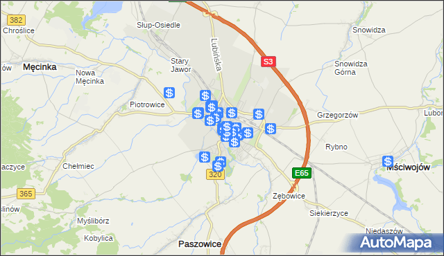 mapa Jawor, Jawor na mapie Targeo