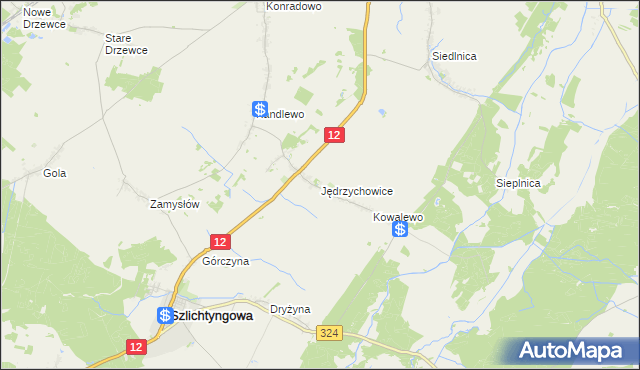 mapa Jędrzychowice gmina Szlichtyngowa, Jędrzychowice gmina Szlichtyngowa na mapie Targeo