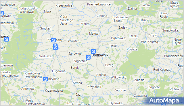 mapa Jodłownik, Jodłownik na mapie Targeo
