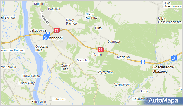 mapa Józefin gmina Annopol, Józefin gmina Annopol na mapie Targeo