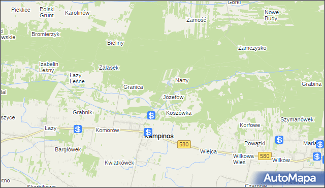 mapa Józefów gmina Kampinos, Józefów gmina Kampinos na mapie Targeo