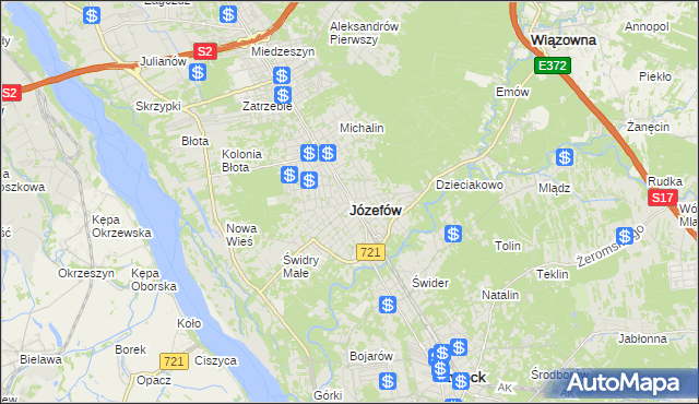 mapa Józefów powiat otwocki, Józefów powiat otwocki na mapie Targeo