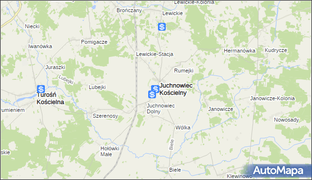 mapa Juchnowiec Górny, Juchnowiec Górny na mapie Targeo