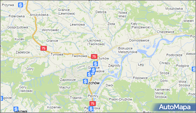 mapa Jurków gmina Czchów, Jurków gmina Czchów na mapie Targeo