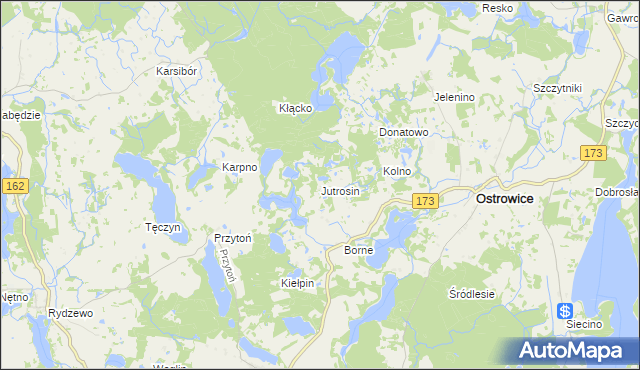 mapa Jutrosin gmina Ostrowice, Jutrosin gmina Ostrowice na mapie Targeo