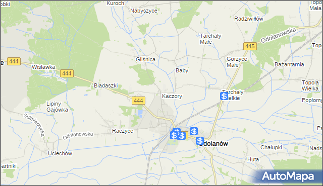 mapa Kaczory gmina Odolanów, Kaczory gmina Odolanów na mapie Targeo