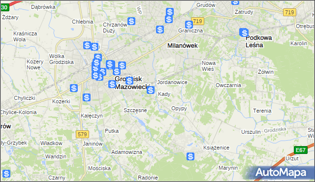 mapa Kady, Kady na mapie Targeo