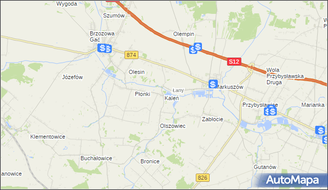 mapa Kaleń gmina Markuszów, Kaleń gmina Markuszów na mapie Targeo