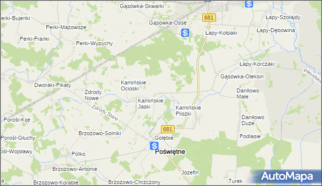 mapa Kamińskie Wiktory, Kamińskie Wiktory na mapie Targeo