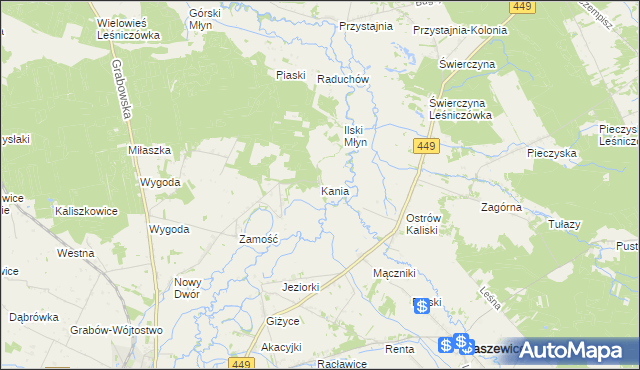 mapa Kania gmina Sieroszewice, Kania gmina Sieroszewice na mapie Targeo
