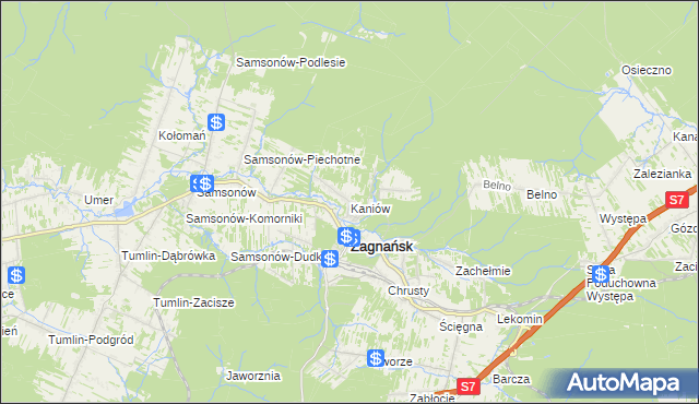 mapa Kaniów gmina Zagnańsk, Kaniów gmina Zagnańsk na mapie Targeo